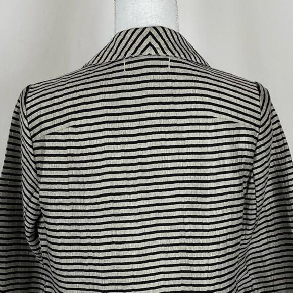 LOFT Black & Metallic Champagne Striped Linen Party Event Jacket NWOT Size 0P - Picture 6 of 12